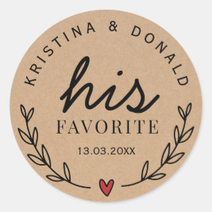 Sticker Rond Mariage Rustique Personnalisé Favoriser Son Kraft 