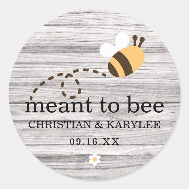 Sticker Rond Mariage Rustique Prévu Pour Les Abeilles (Devant)