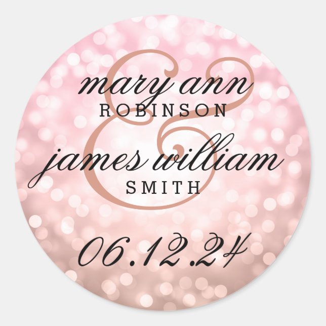 Sticker Rond Mariage Sauvegarder La Date Rose Feux Roses Bleus (Devant)
