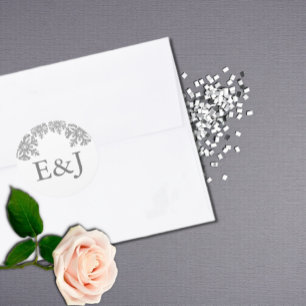 Sticker Rond Mariage Silver Winter Snowflake