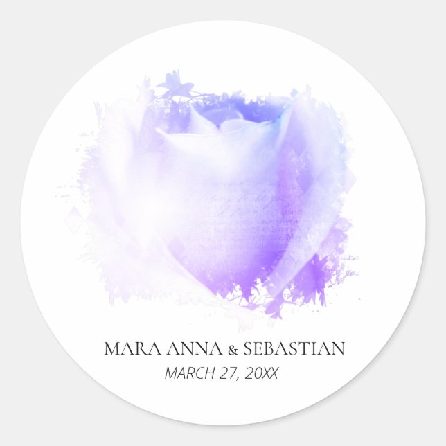 Sticker Rond Mariage simple minimaliste Floral Couples Rose cla (Devant)