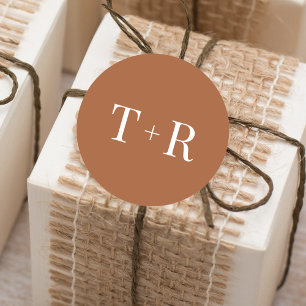 Sticker Rond Mariage simple Monogramme en terre cuite