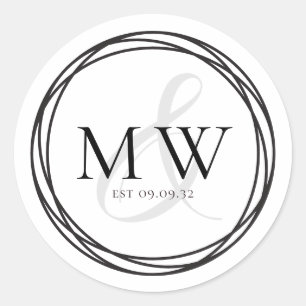 Sticker Rond Mariage simple noir blanc