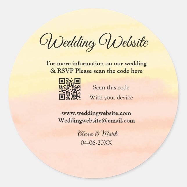 Sticker Rond Mariage site web ajouter Q R code scanner ajouter  (Devant)