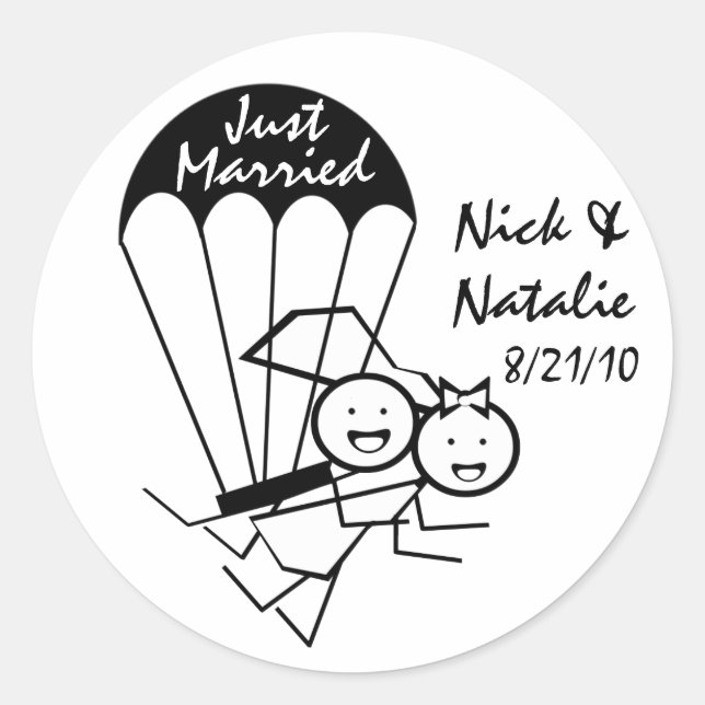 Sticker Rond Mariage Sky Jump (Devant)