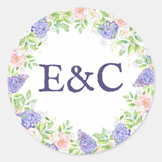 Sticker Rond Mariage sophistiqué Lilac et Peony (Devant)