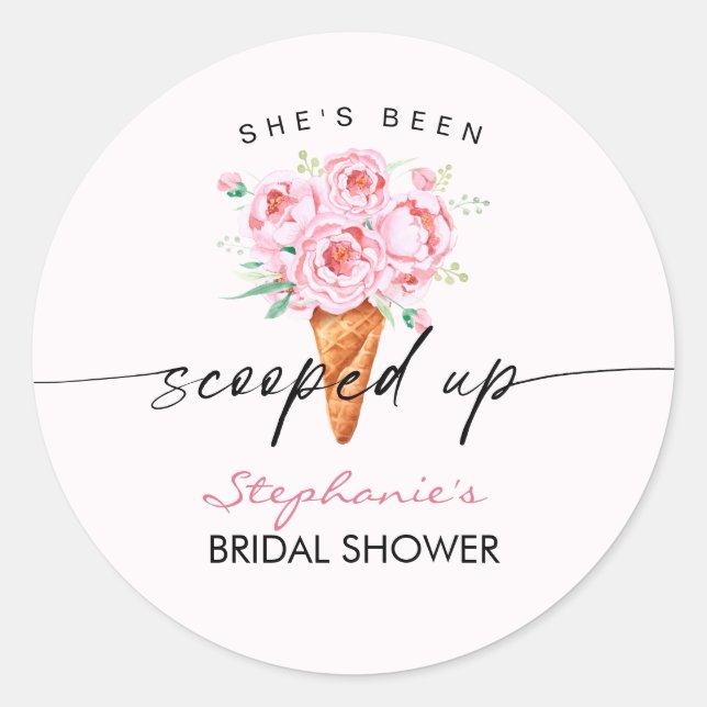 Sticker Rond Mariage sous le thème de la glace She's Been Scoop (Devant)