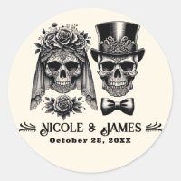 Mariage squelette vintage noir et or crème 