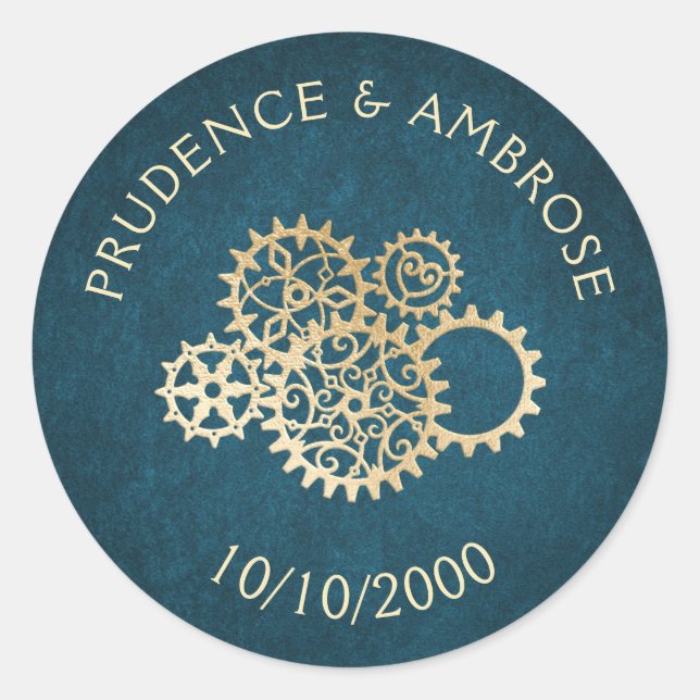 Sticker Rond Mariage Steampunk (Devant)