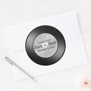 Sticker Rond Mariage sur disque vinyle rétro à conserver pour l