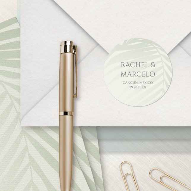 Sticker Rond Mariage sur la plage au pied d'un palmier (Créateur téléchargé)