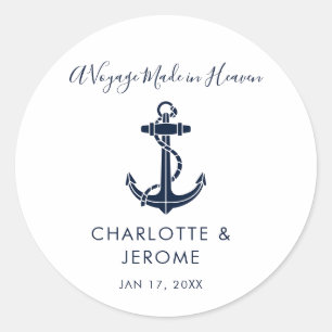 Sticker Rond Mariage sur mesure à l'ancre nautique
