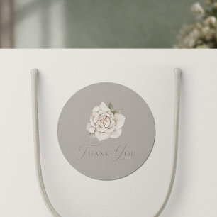 Sticker Rond Mariage Taupe Rose « Merci »