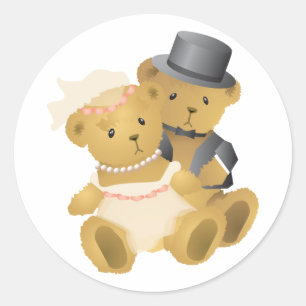 Sticker Rond Mariage Teddy Bear Couple