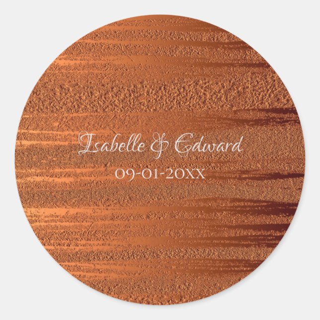 Sticker Rond Mariage tendance Faux Cuivre Metallic Foil (Devant)