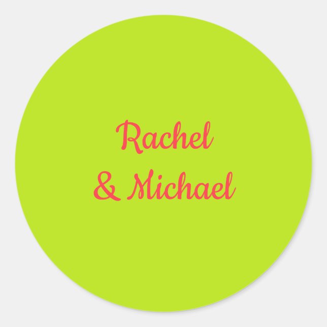 Sticker Rond Mariage tendance rose et vert (Devant)