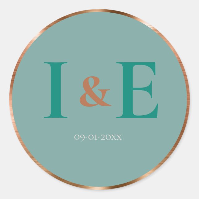 Sticker Rond Mariage texte Turquoise Faux Faux Foil Frame (Devant)