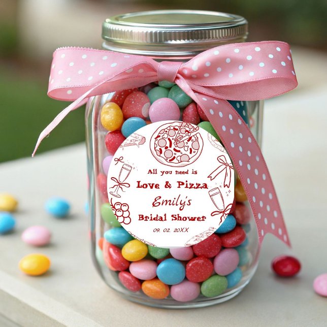 Sticker Rond Mariage thème amour & pizza (Créateur téléchargé)