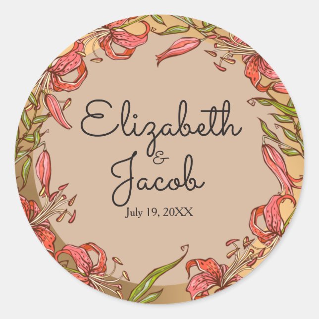 Sticker Rond Mariage Tiger Lilies (Devant)