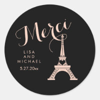 Mariage Tour Eiffel Paris Noir et Rose Merci