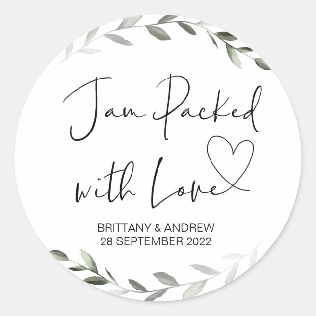 Sticker Rond Mariage Treat Jar Favor Jam Paqueté avec classe d' (Devant)