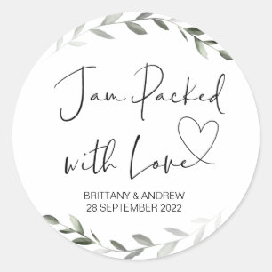 Sticker Rond Mariage Treat Jar Favor Jam Paqueté avec classe d'