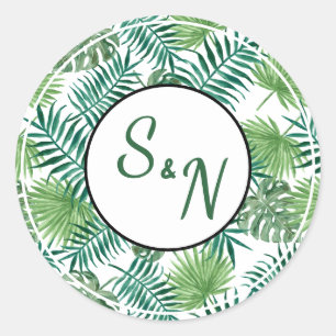 Sticker Rond Mariage Tropical Palm France
