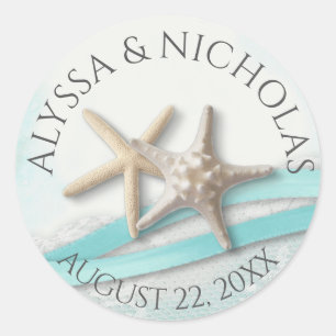 Sticker Rond Mariage turquoise à base de ruban de poisson Starf