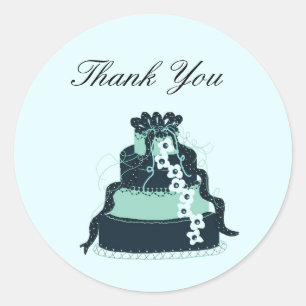 Sticker Rond Mariage turquoise CakeThank You