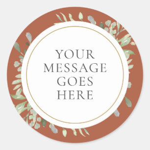 Sticker Rond Mariage verdure aquarelle terre cuite