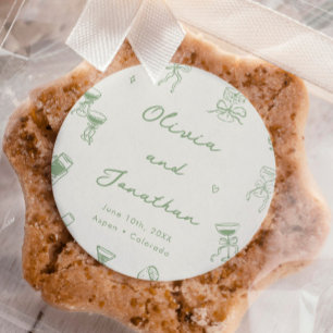 Sticker Rond Mariage vert à main levée