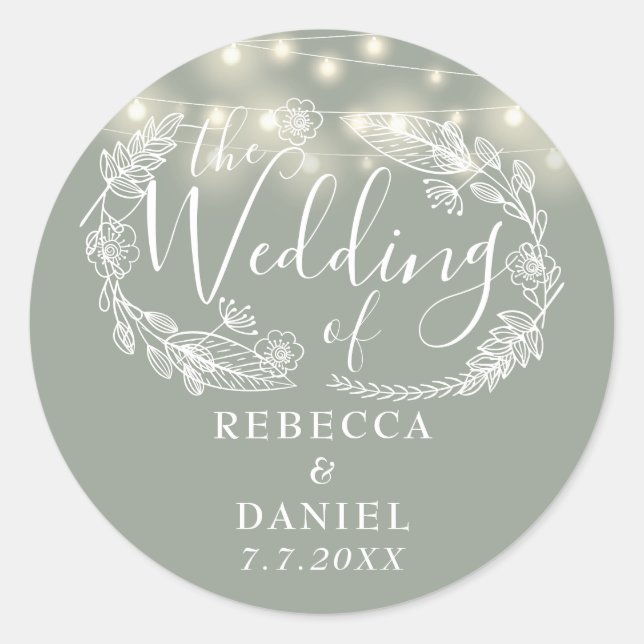 Sticker Rond Mariage vert de la plage de floraison (Devant)