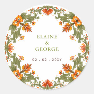 Sticker Rond Mariage vert Talavera Fiesta mexicaine