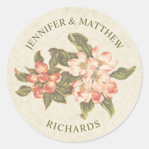 Sticker Rond Mariage vintage Apple Blossom   Nom