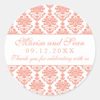 Mariage Vintage Corail et Damassé Blanc
