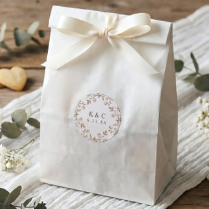 Sticker Rond Mariage Vintage Fleurs Brunes Françaises