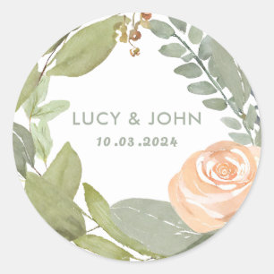 Sticker Rond Mariage vintage Floral Wreath Favor