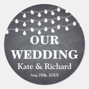 Sticker Rond Mariage vintage noir Chalkboard