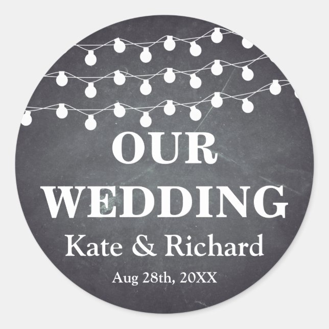 Sticker Rond Mariage vintage noir Chalkboard (Devant)