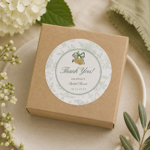 Sticker Rond Mariage Vintage Vert Sauge Parfait Couple Poire