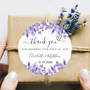 Sticker Rond Mariage violet de lavande merci