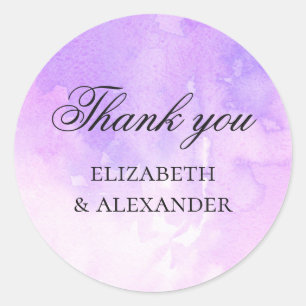 Sticker Rond Mariage violet élégant. Aquarelle lilas merci