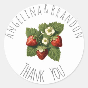 Sticker Rond mariages de fraises vintages - Merci