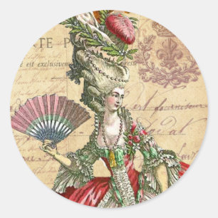 Sticker Rond Marie Antoinette Carte Postale Phoques Parisiens/