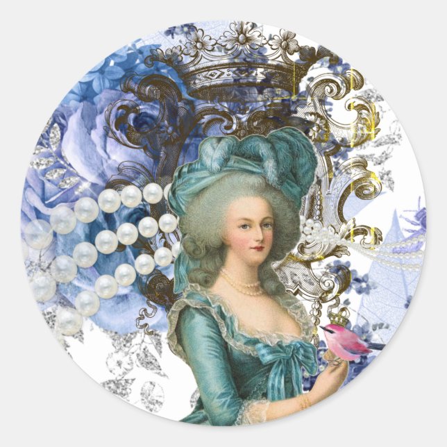 Sticker Rond Marie Antoinette, Dernière reine de France, Phoque (Devant)