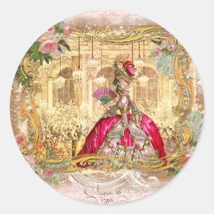 Sticker Rond Marie Antoinette fête en rose à Versailles