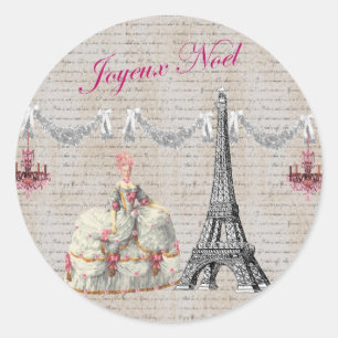 Sticker Rond Marie Antoinette Joyeux Noel Noël