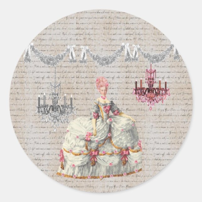 Sticker Rond Marie Antoinette Joyeux Noel Noël (Devant)