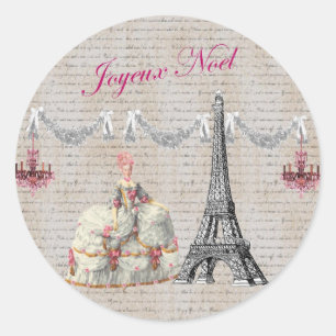 Sticker Rond Marie Antoinette Joyeux Noel Noël