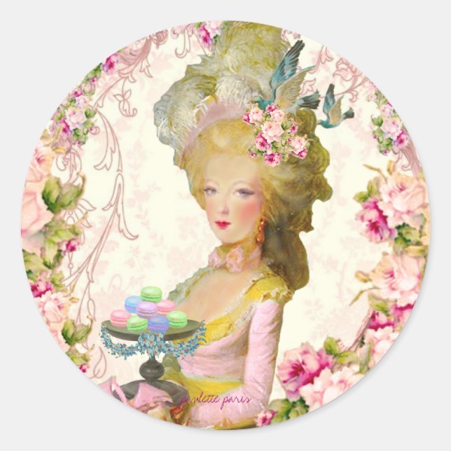 Sticker Rond Marie Antoinette Pastille du printemps (Devant)